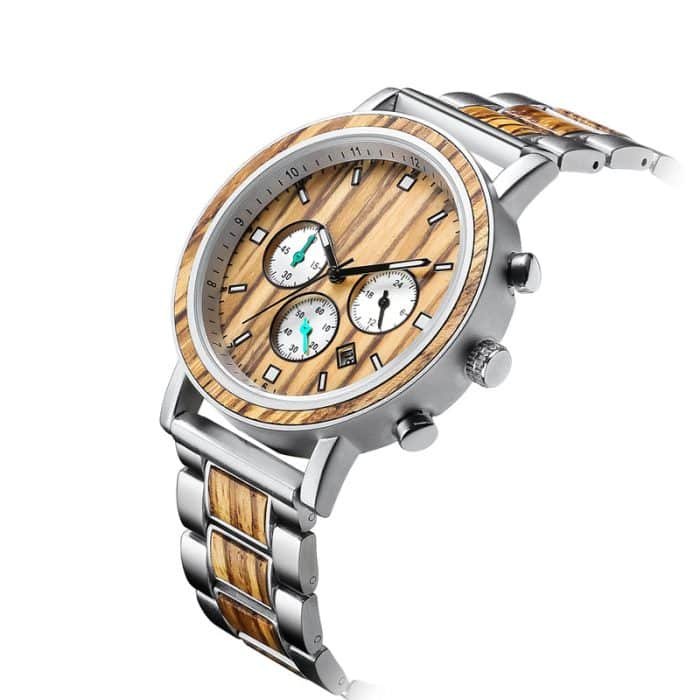 Custom 316L Steel and Solid Wood Men's Watch